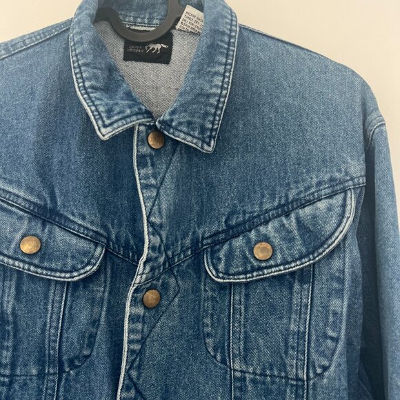 Vintage Western Style Denim Jacket, Snap Buttons, Size Large - Picture 2 of 4